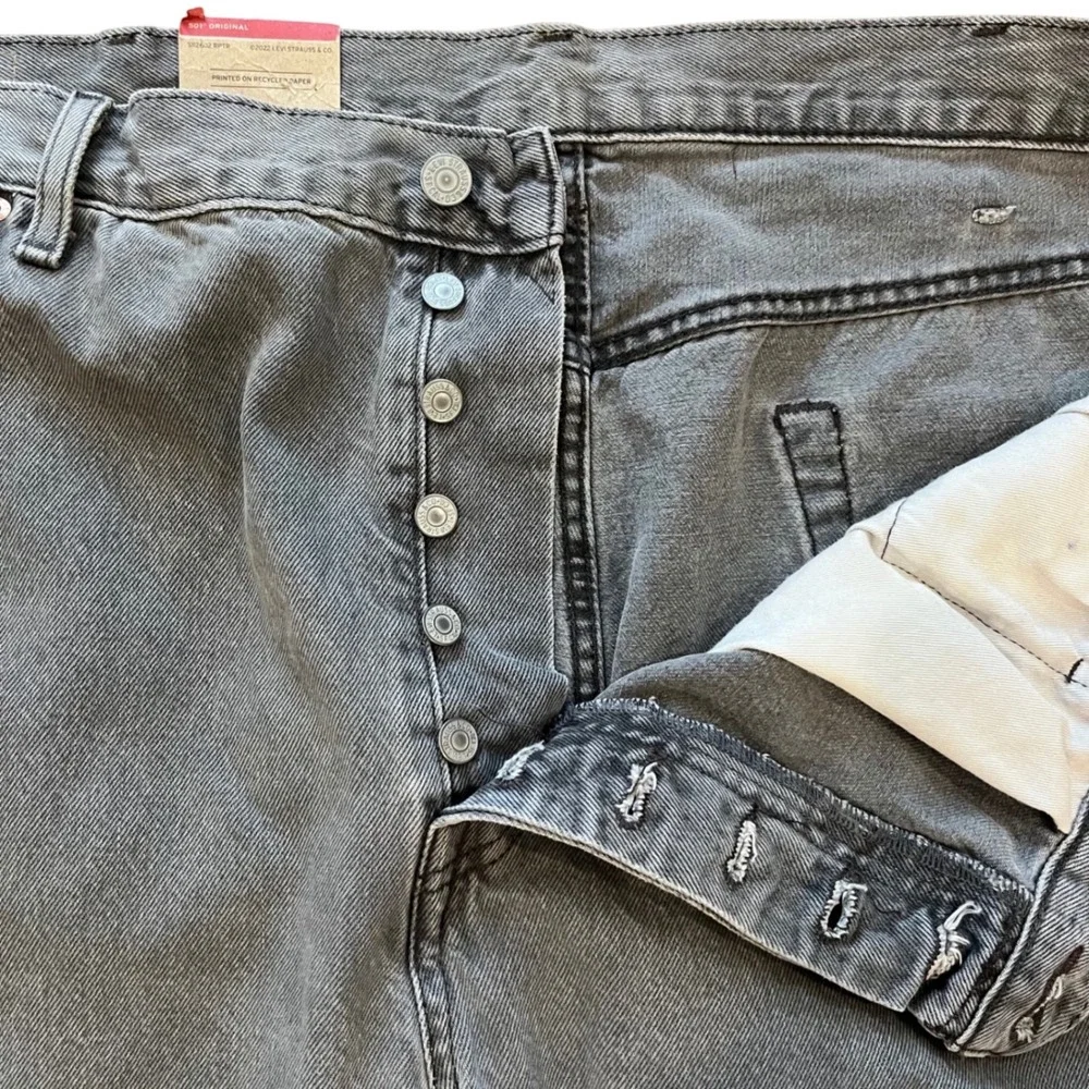 Levis 501‎ Original Mens Grey Straight Leg Button Fly Jeans W44 L34 Irregular